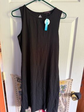 fresh produce Black Sleeveless Midi Shift Dress